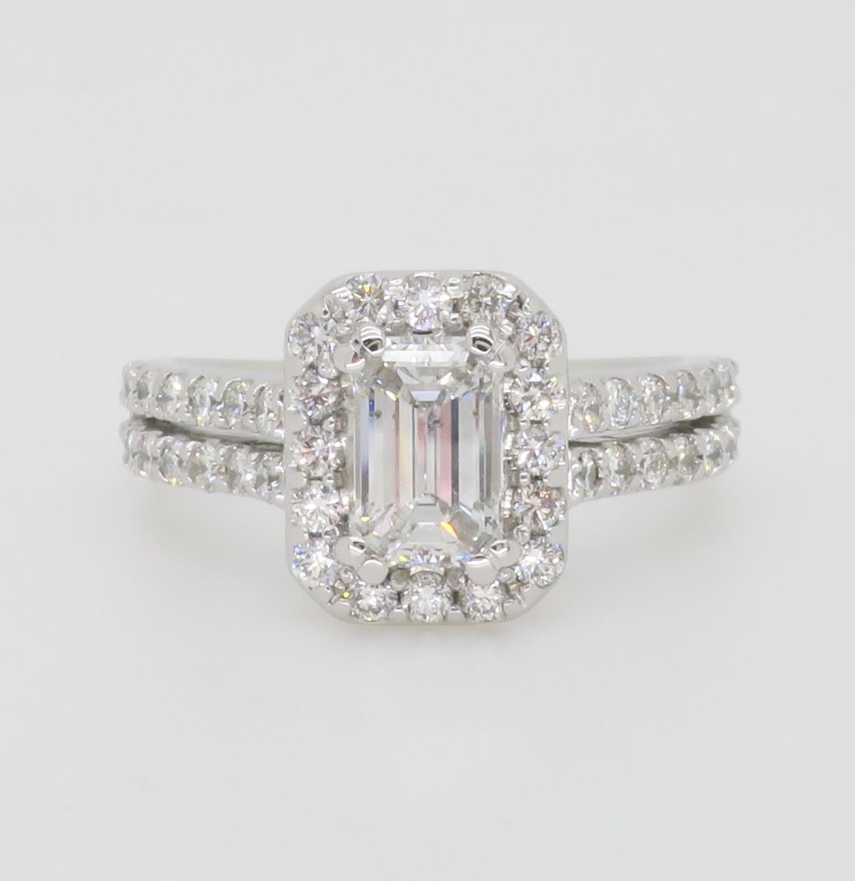 2.14CTW Certified Emerald Cut Diamond Engagement Ring  For Sale 5