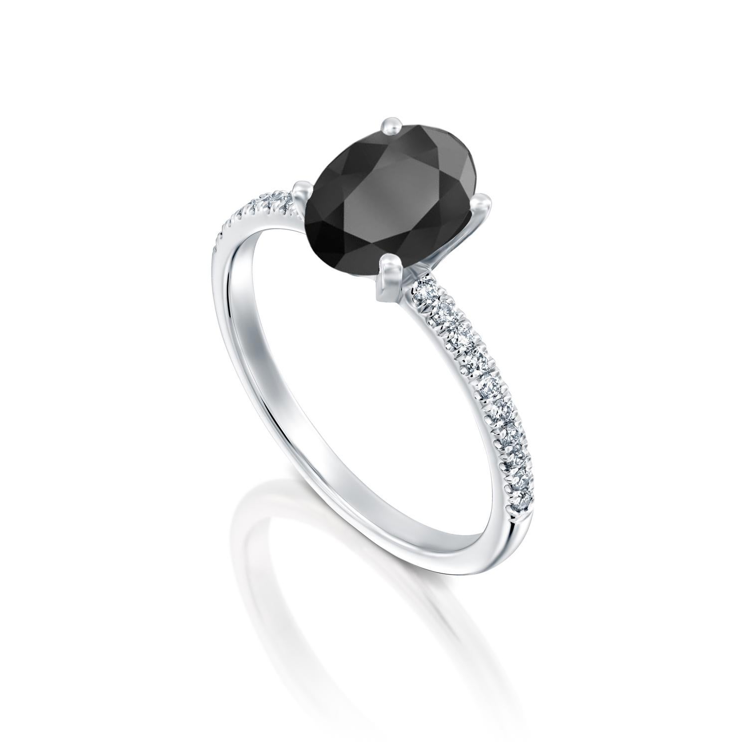 black diamond oval engagement rings