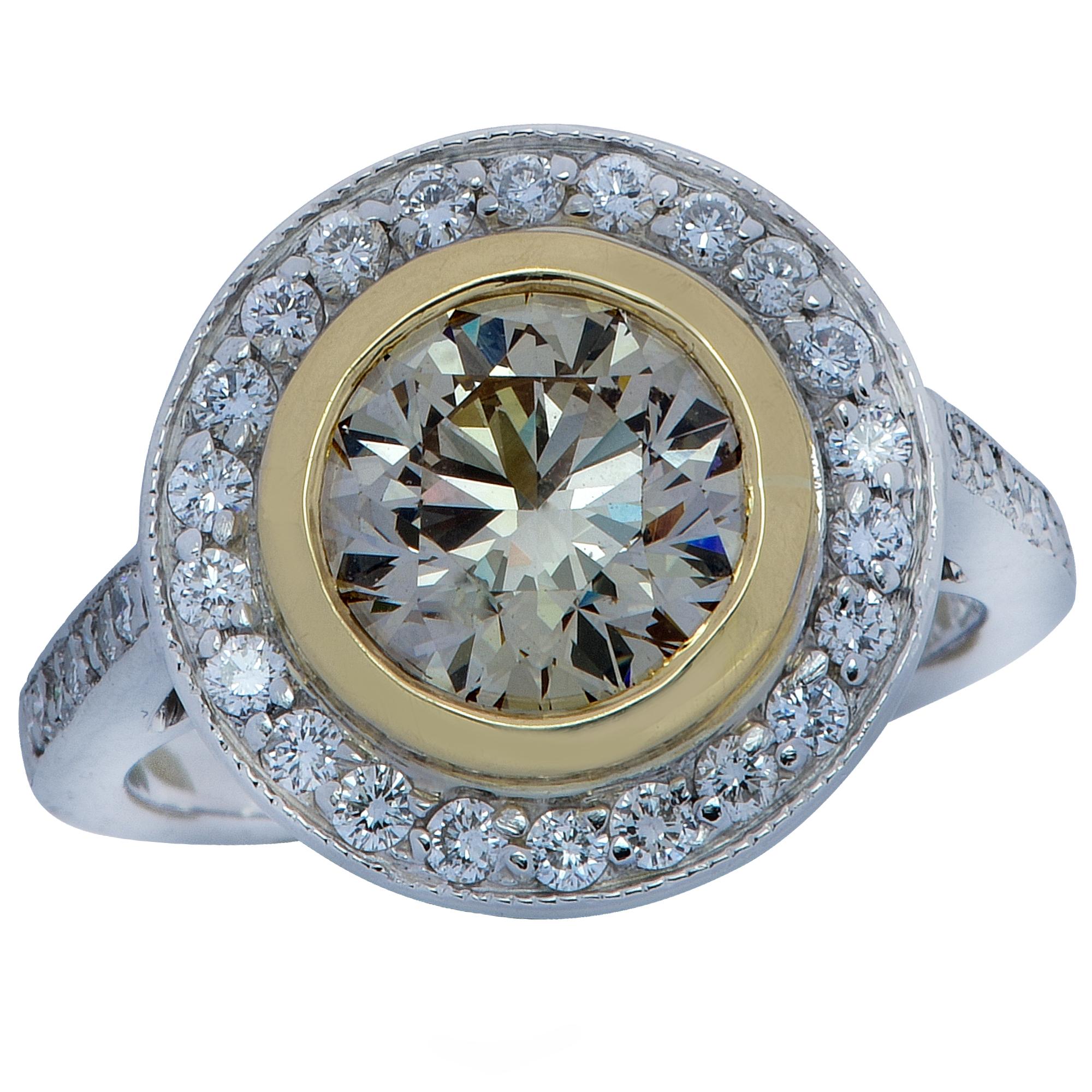 2.15 Carat Cognac Diamond Platinum Halo Ring
