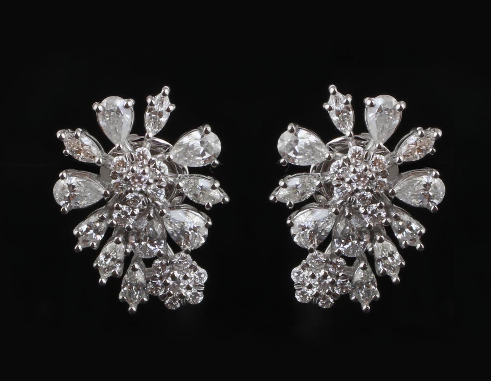 Cast in 14 karat white gold. These stunning stud earrings are handset with 2.15 carats of sparkling diamonds. Sweep hair off your face to really let them shine.

FOLLOW MEGHNA JEWELS storefront to view the latest collection & exclusive pieces.
