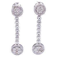 2.15 Carat Diamond Dangling 14 Karat White Gold Earrings