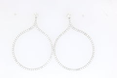 2.15 Ct Round Diamond Open Door Knocker Chandelier Hoop Earrings 14K White Gold