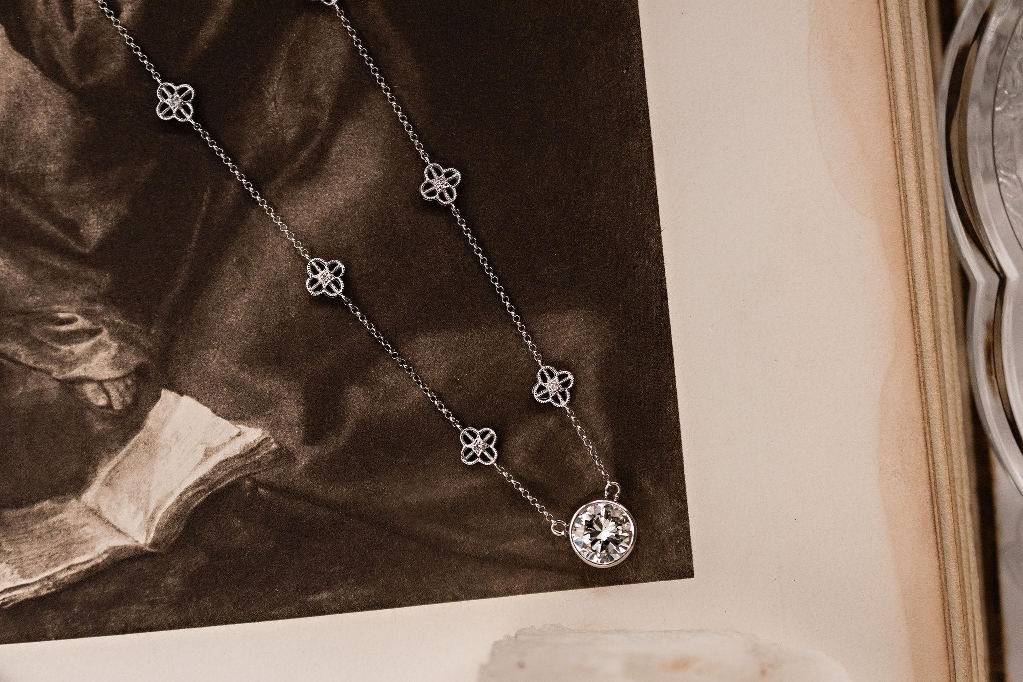2.15 Carat Diamond Necklace in 18k White Gold, Vintage 5