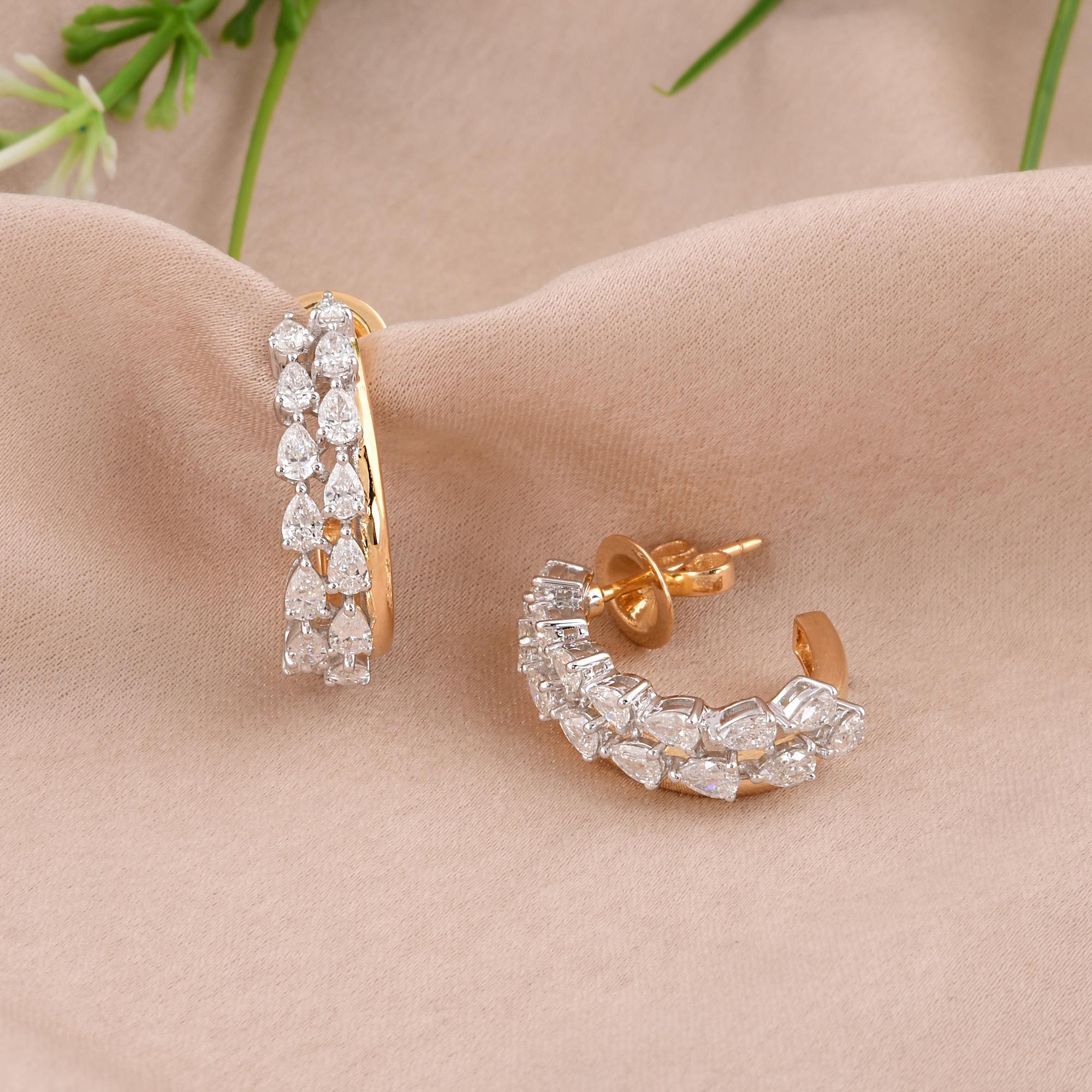 Orecchini a cerchio con doppia fila di perle da 2,15 carati Regalo per donne in oro giallo 14 carati In condizioni Nuovo in vendita a Diera, Dubai