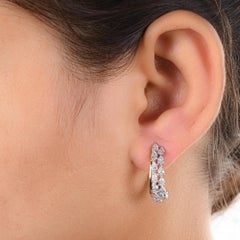 2.15 Carat Double Pear Row C-Hoop Earrings Gift for Women 18 Karat Yellow Gold