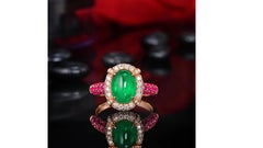 2.15 Carat Emerald Pink Sapphire Diamond Ring 14 Karat Rose Gold