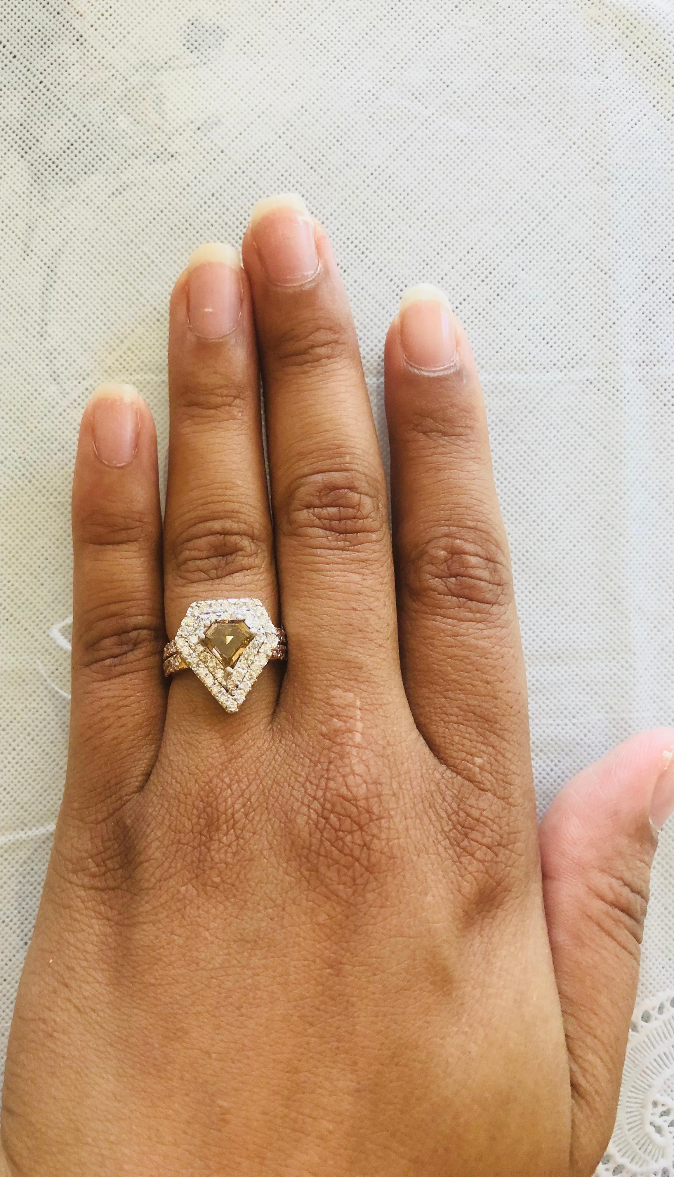 2.15 Carat Fancy Diamond Cut Diamond Rose Gold Engagement Ring  In New Condition For Sale In Los Angeles, CA