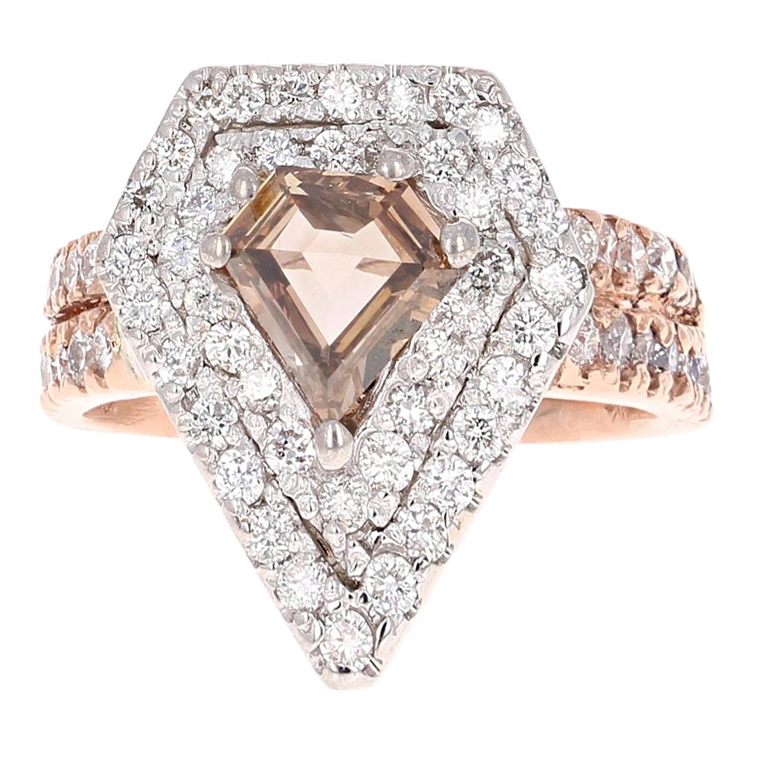 2.15 Carat Fancy Diamond Cut Diamond Rose Gold Engagement Ring