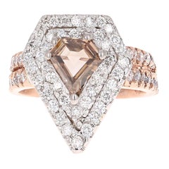 Bague de fiançailles en or rose de 2,15 carats à taille de diamant fantaisie