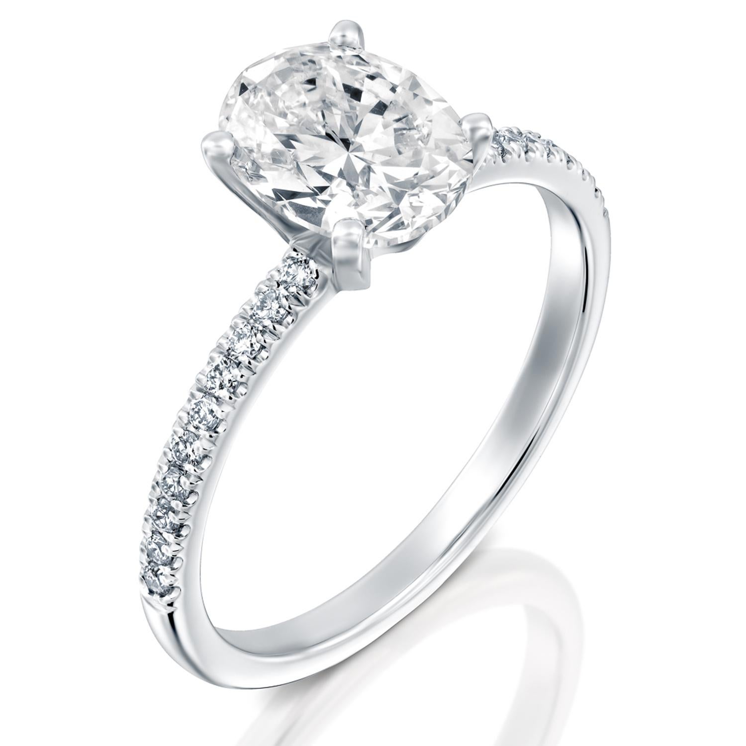 Art Deco 2.15 Carat GIA Oval Cut Diamond Ring, 18 Karat Gold Solitaire Engagement Ring