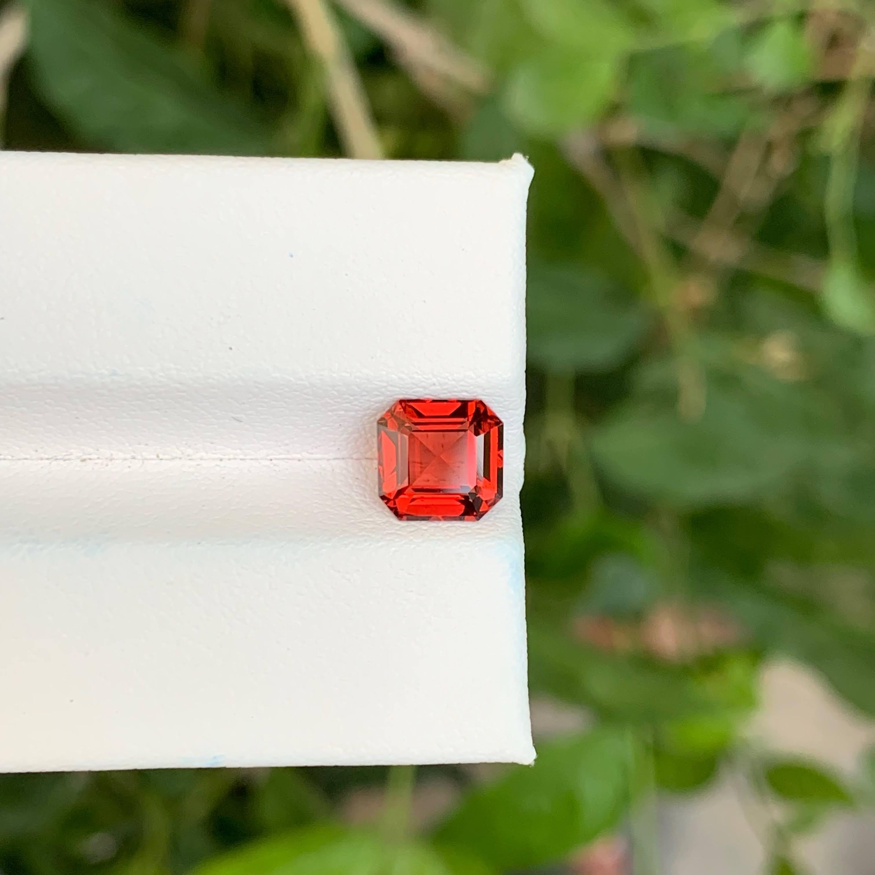 Modern 2.15 Carat Loose Garnet Stone Asscher Cut Natural African Gemstone For Sale