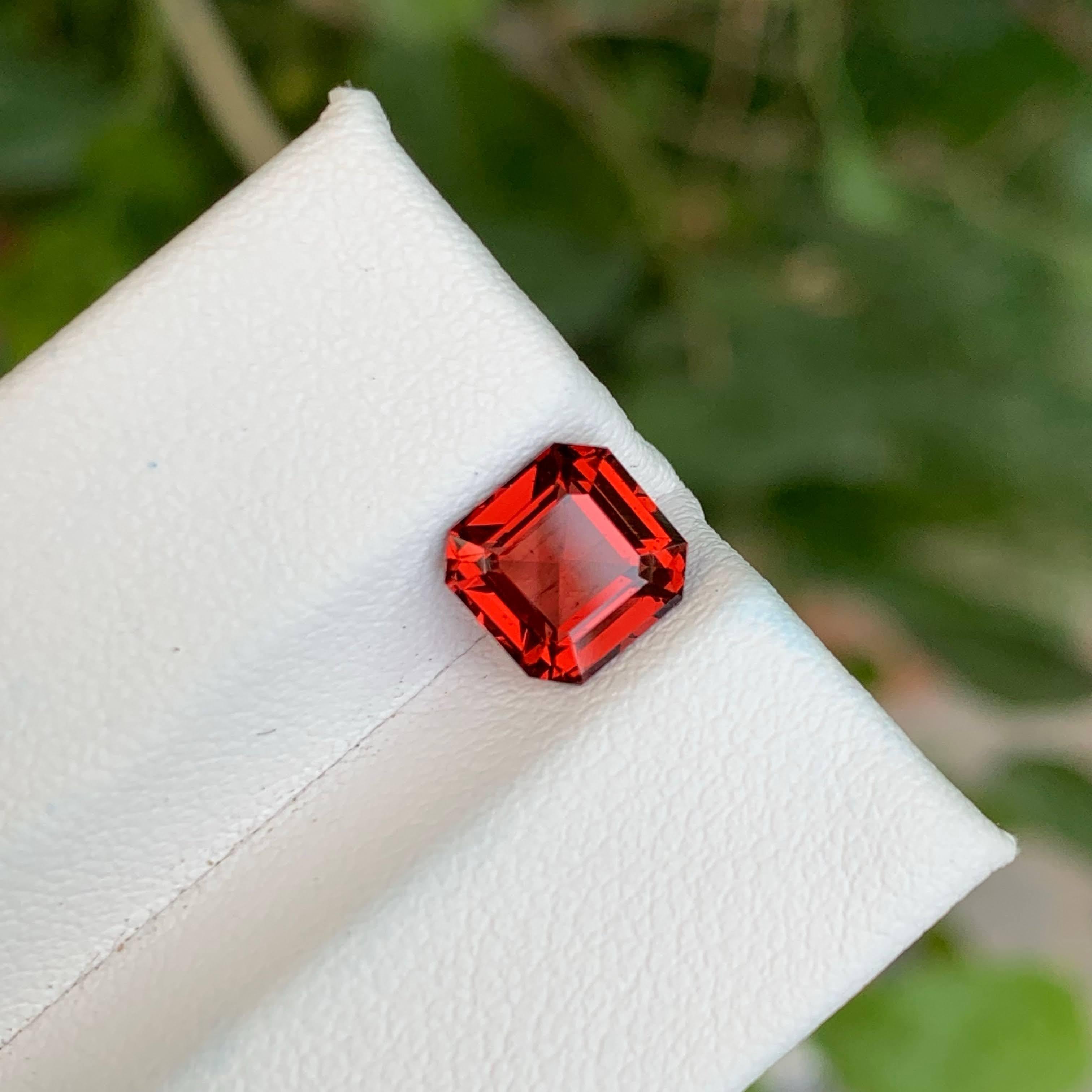 2.15 Carat Loose Garnet Stone Asscher Cut Natural African Gemstone In New Condition For Sale In Bangkok, TH