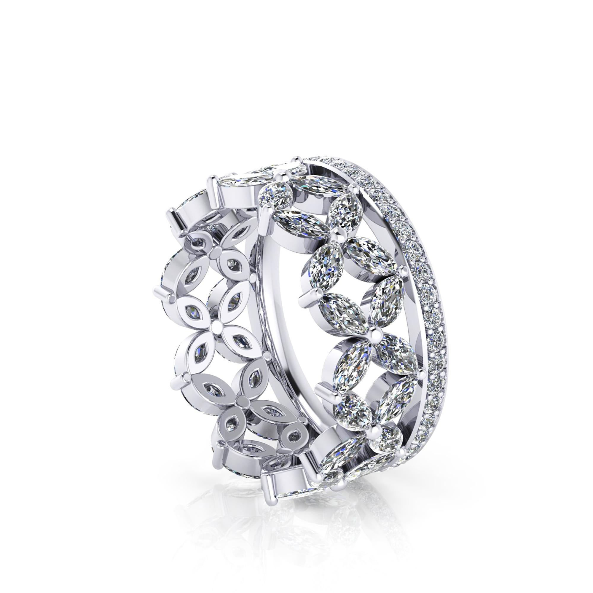 Marquise Cut 2.15 Carat Marquise Diamonds Round Brilliant Diamond Victorian Platinum Band For Sale