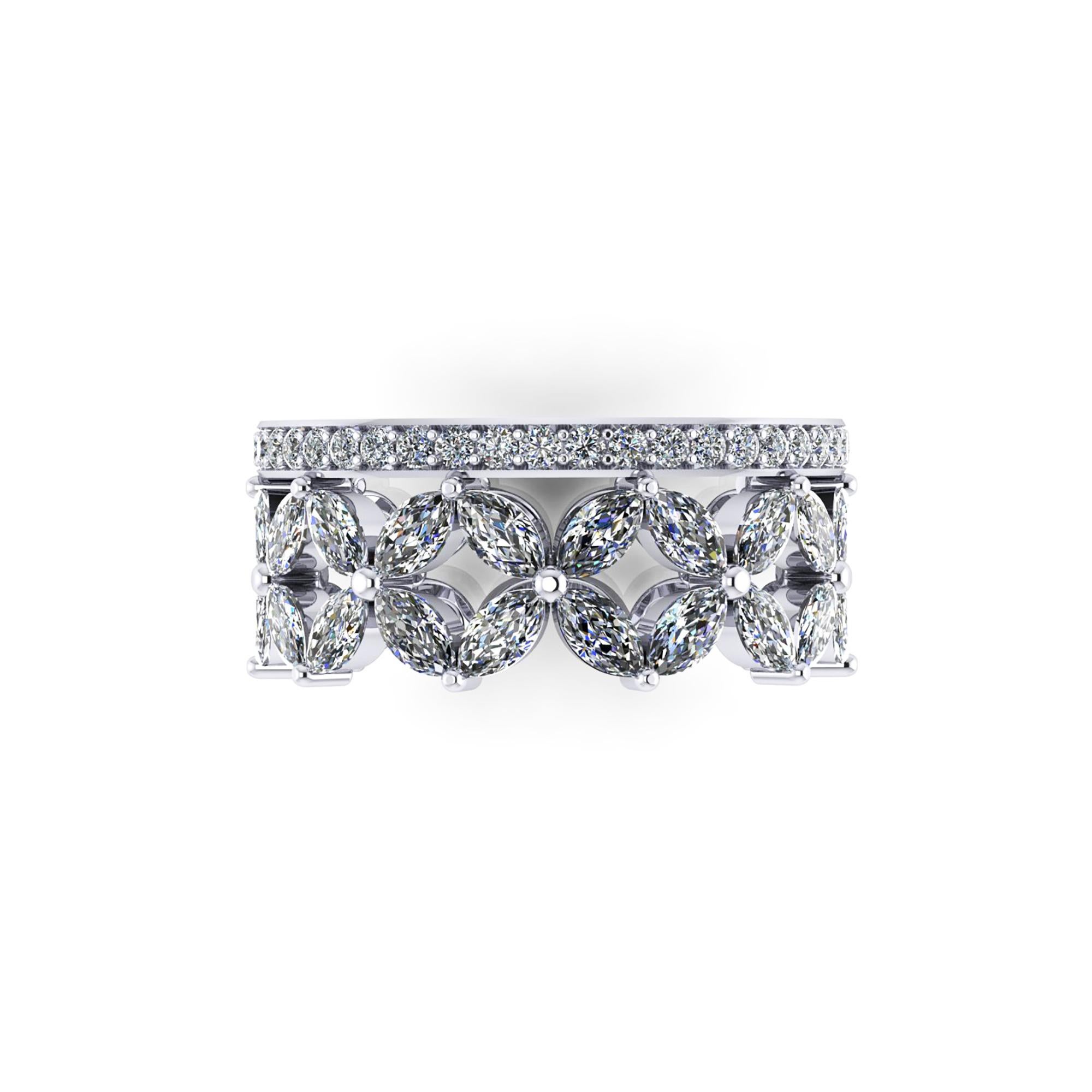 Women's 2.15 Carat Marquise Diamonds Round Brilliant Diamond Victorian Platinum Band For Sale