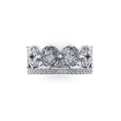 2.15 Carat Marquise Diamonds Round Brilliant Diamond Victorian Platinum Band