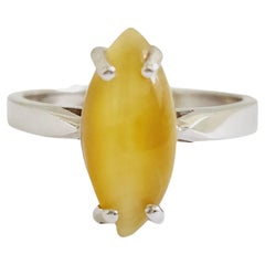 2,15 Karat 14 Karat Weißgold Ring mit Katzenauge in Marquise-Form