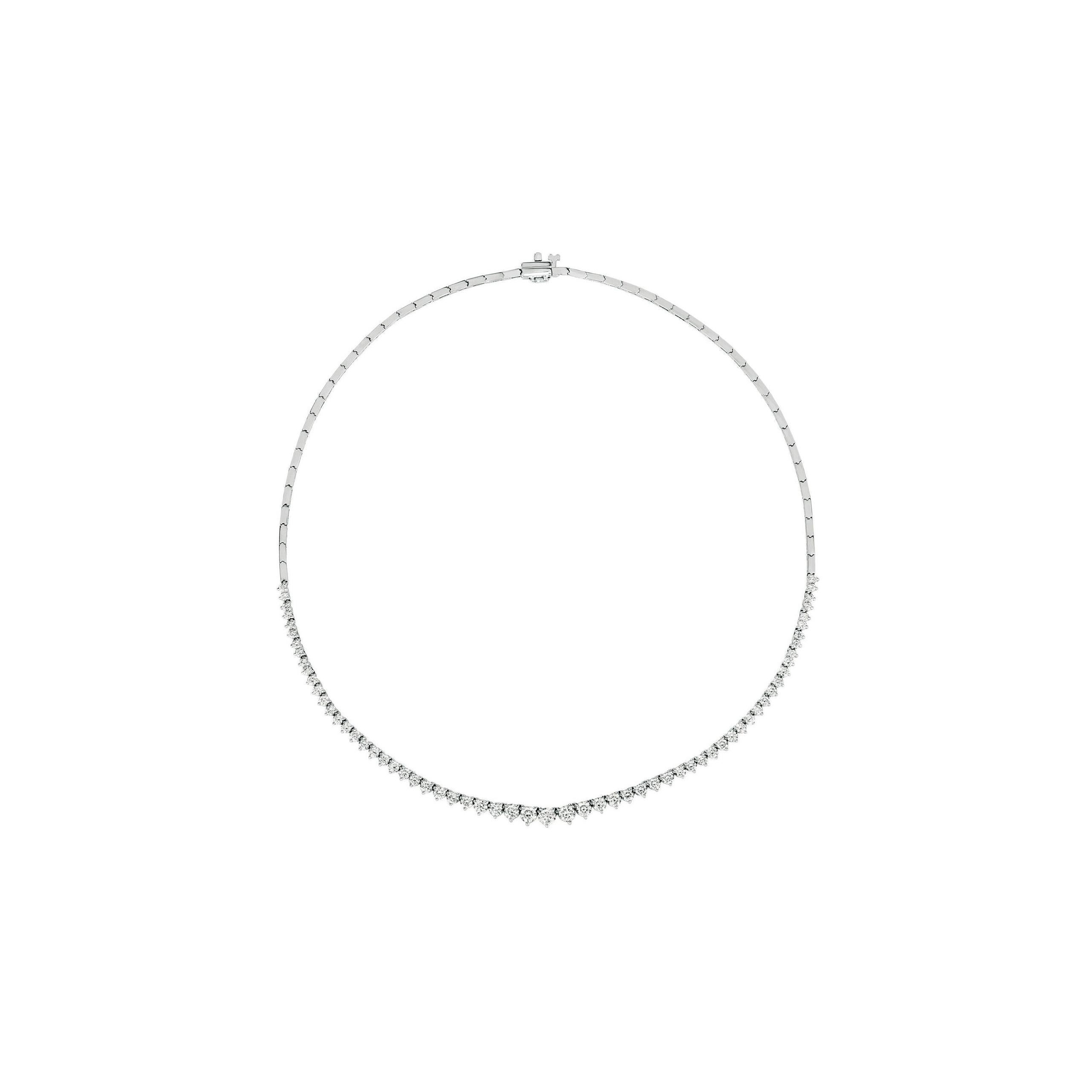 Round Cut 2.15 Carat Natural Diamond 3 Prong Necklace 14K White Gold 16'' For Sale