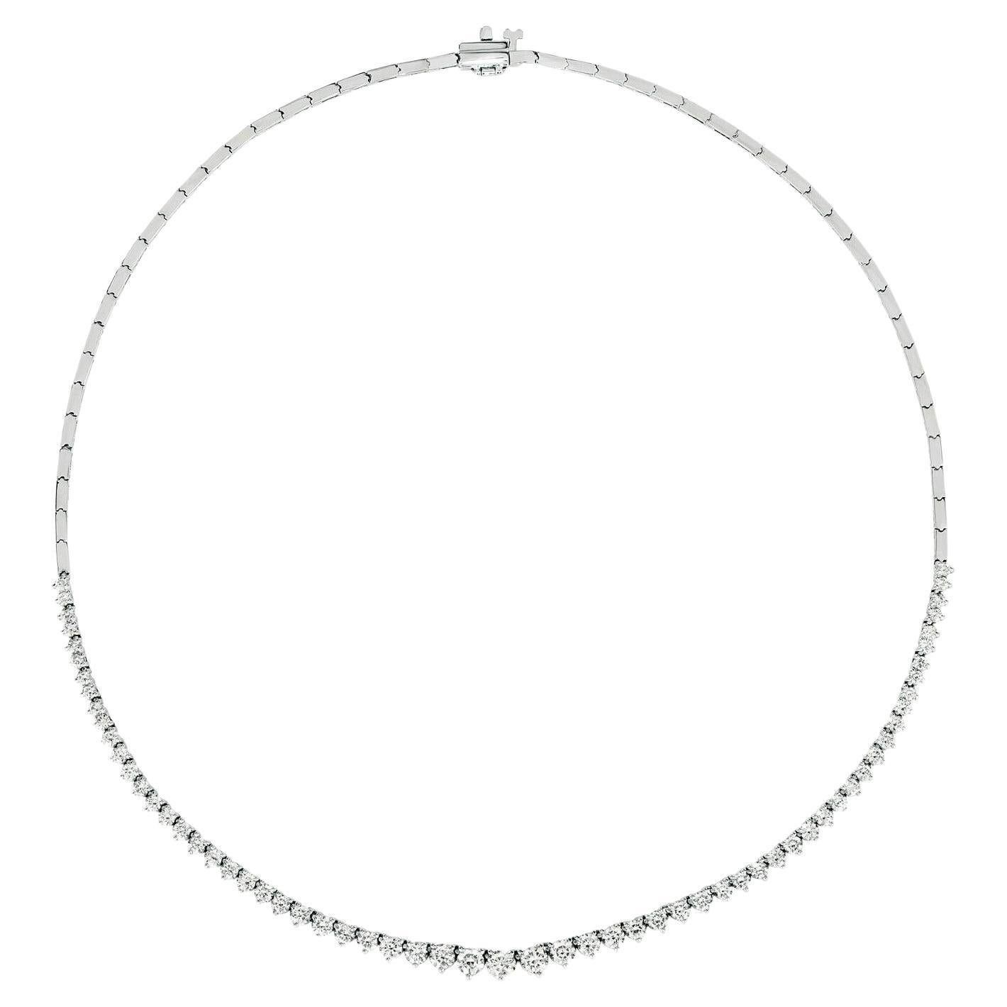 2.15 Carat Natural Diamond 3 Prong Necklace 14K White Gold 16'' For Sale