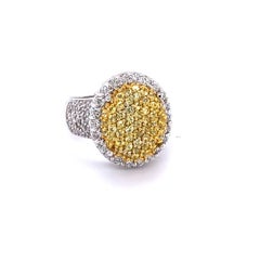 2.15 Carat Natural Diamond Yellow Sapphire 14 Karat White Gold Cocktail Ring