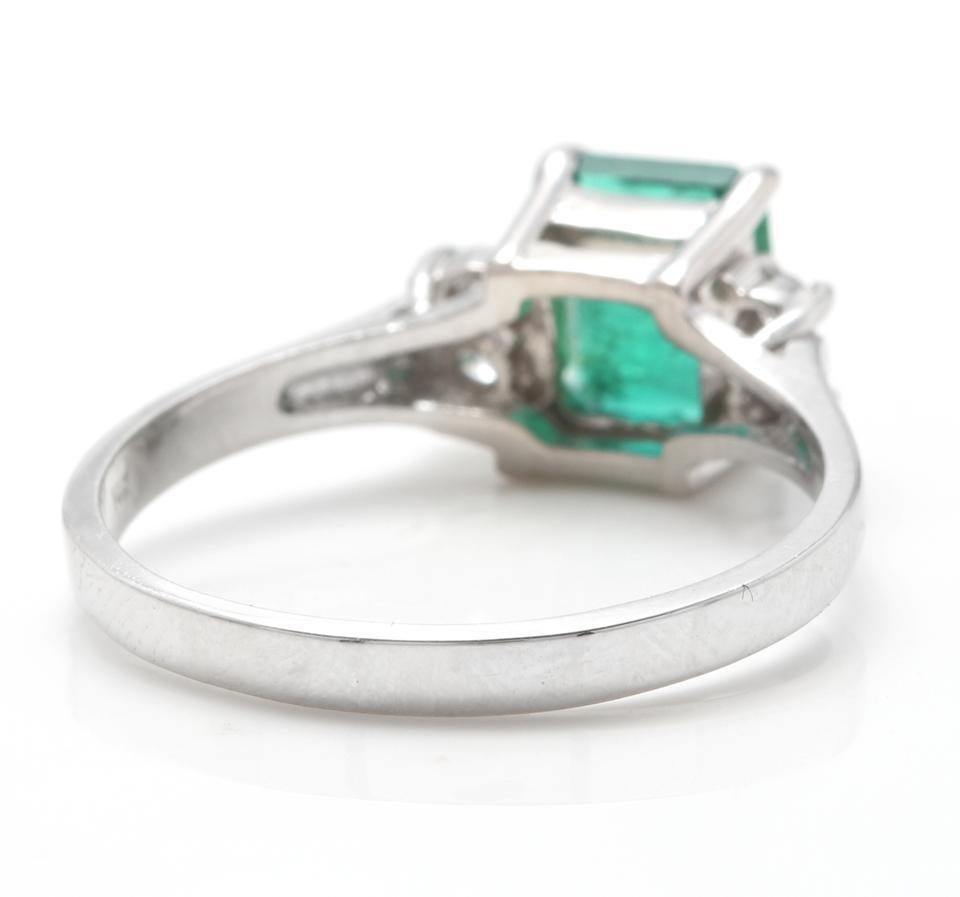 2.15 Carat Natural Emerald and Diamond 14 Karat Solid White Gold Ring In New Condition For Sale In Los Angeles, CA