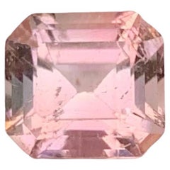 2.15 Carat Natural Loose Baby Pink Tourmaline Stone Emerald Cut Afghan Gemstone