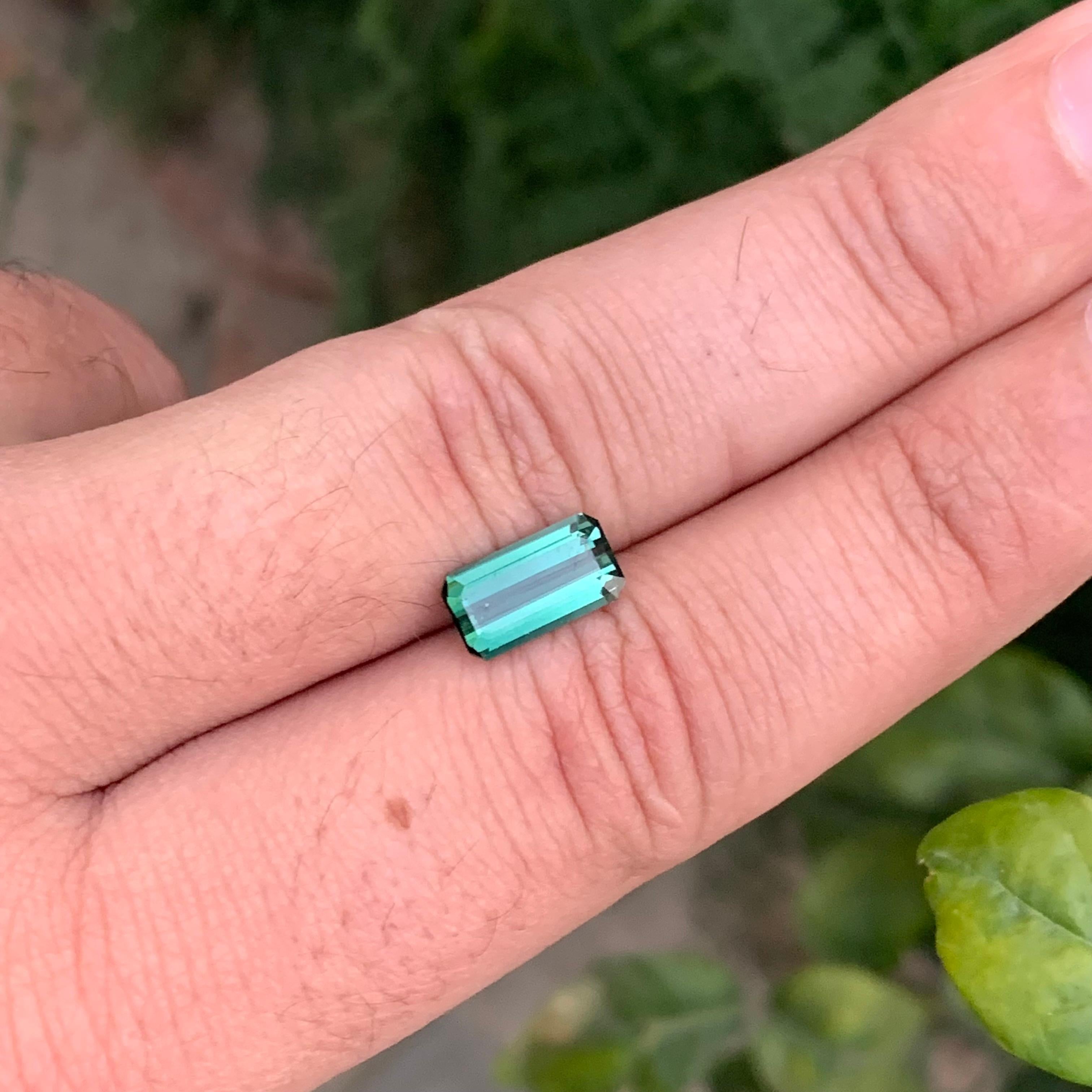 2.15 Carat Natural Loose Bluish Green Tourmaline Emerald Shape Gem For Sale 4