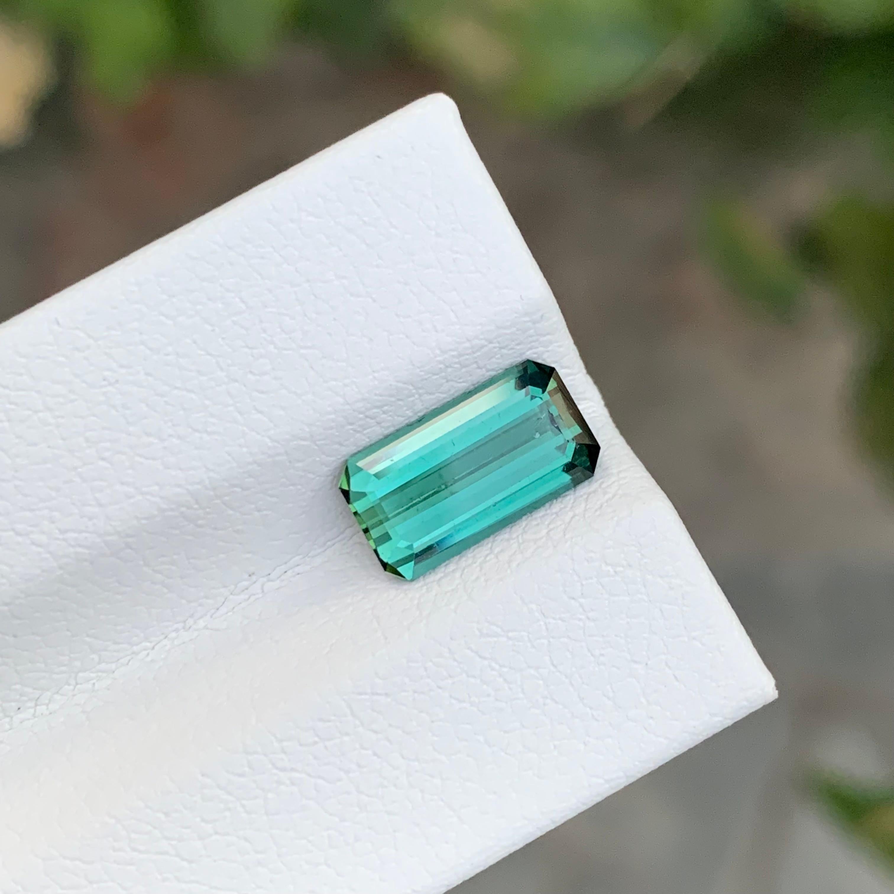 2.15 Carat Natural Loose Bluish Green Tourmaline Emerald Shape Gem For Sale 5