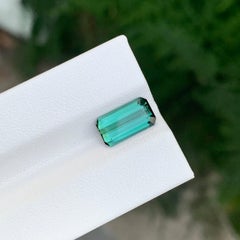 2.15 Carat Natural Loose Bluish Green Tourmaline Emerald Shape Gem