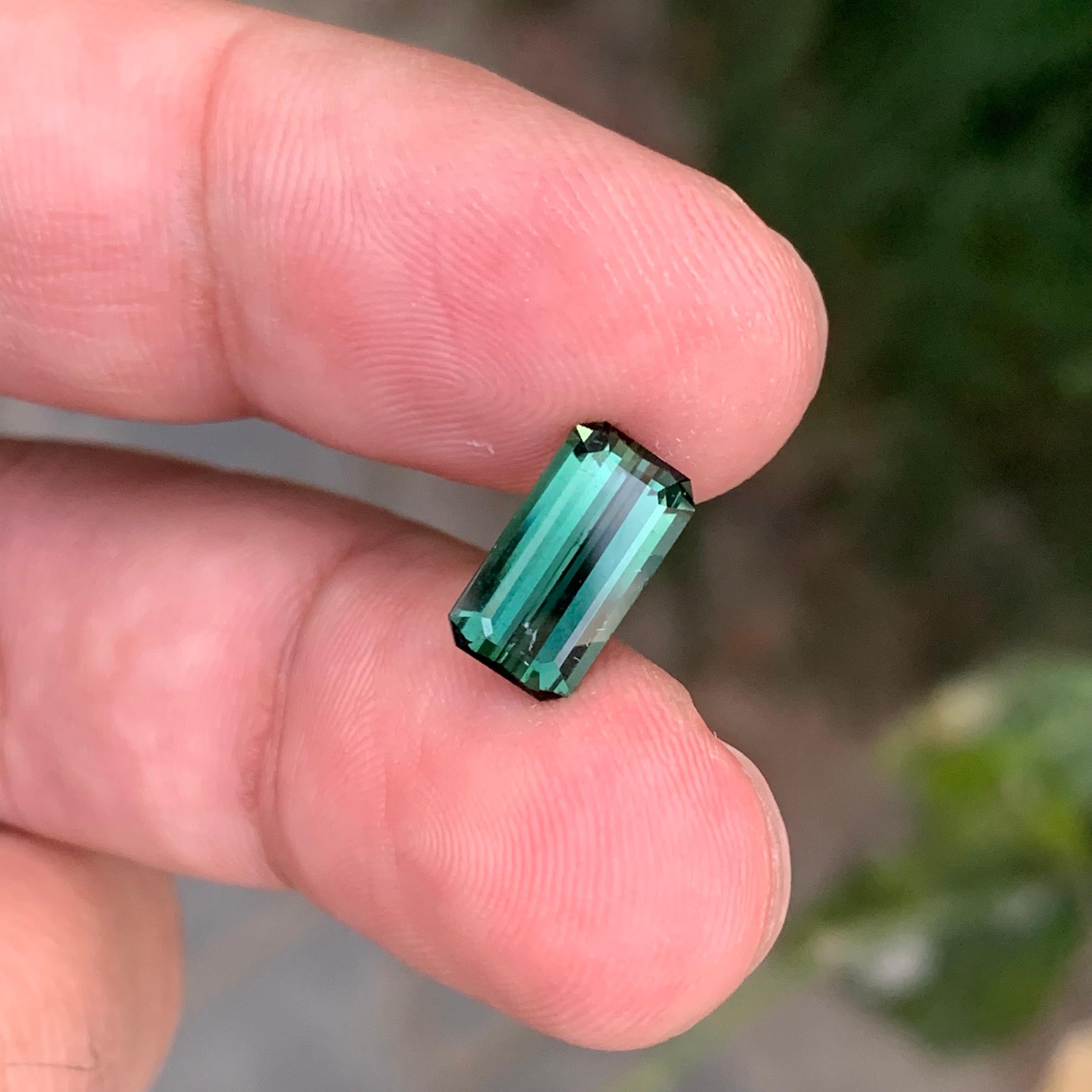 2.15 Carat Natural Loose Bluish Green Tourmaline Emerald Shape Gem For Sale 1