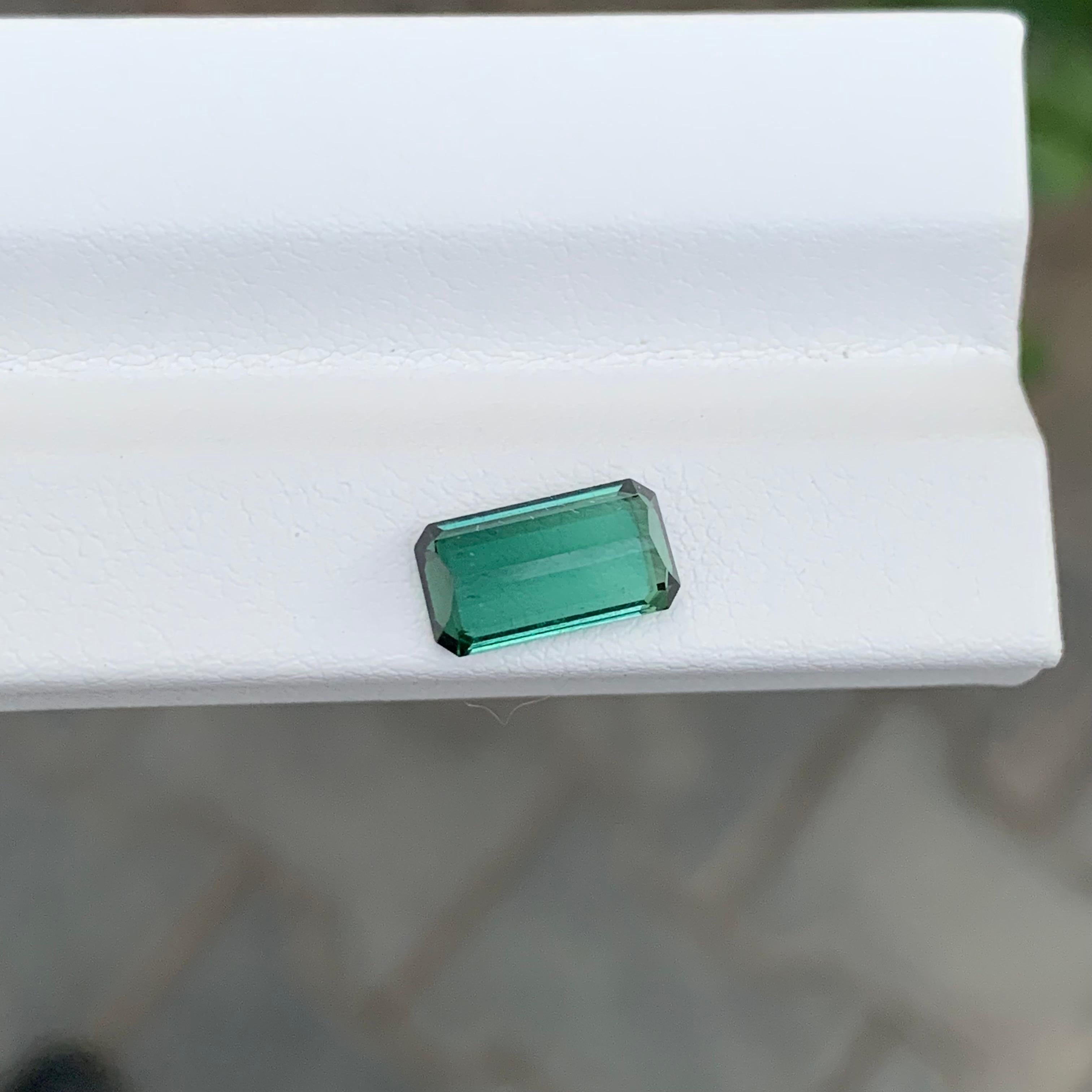 2.15 Carat Natural Loose Bluish Green Tourmaline Emerald Shape Gem For Sale 3