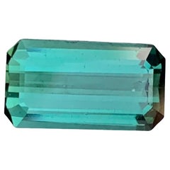 2.15 Carat Natural Loose Bluish Green Tourmaline Emerald Shape Gem