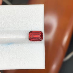 2.15 Carat Natural Loose Bright Red Garnet Stone Emerald Cut Africa Gemstone