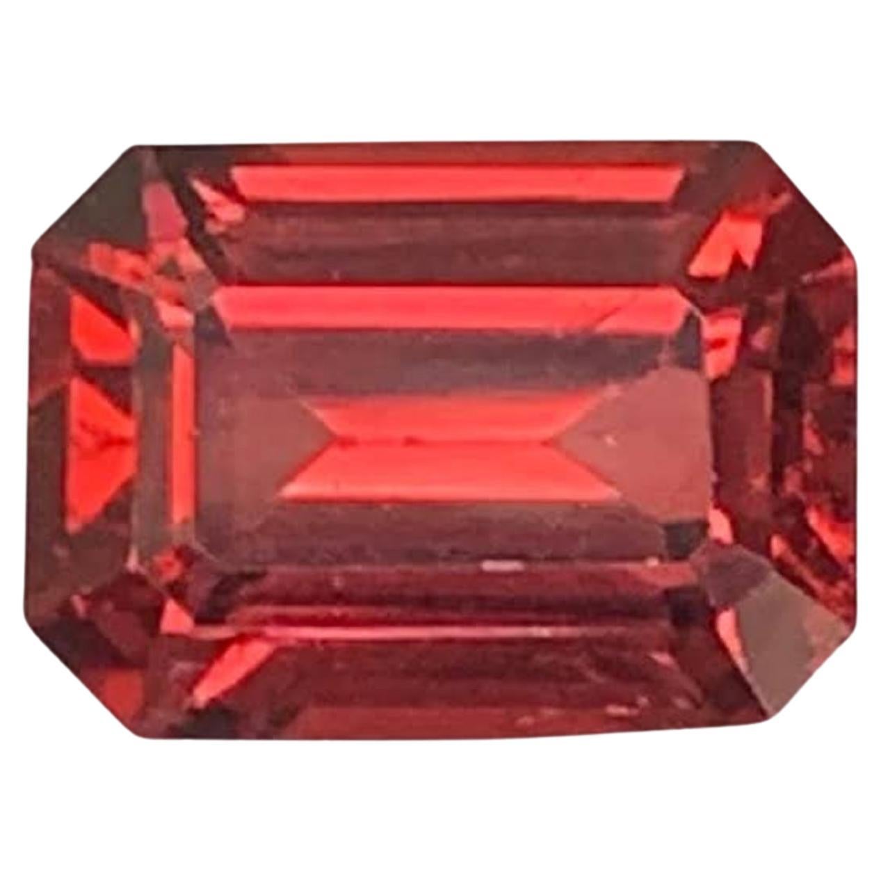 2.15 Carat Natural Loose Bright Red Garnet Stone Emerald Cut Africa Gemstone For Sale