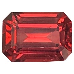 2.15 Carat Natural Loose Bright Red Garnet Stone Emerald Cut Africa Gemstone