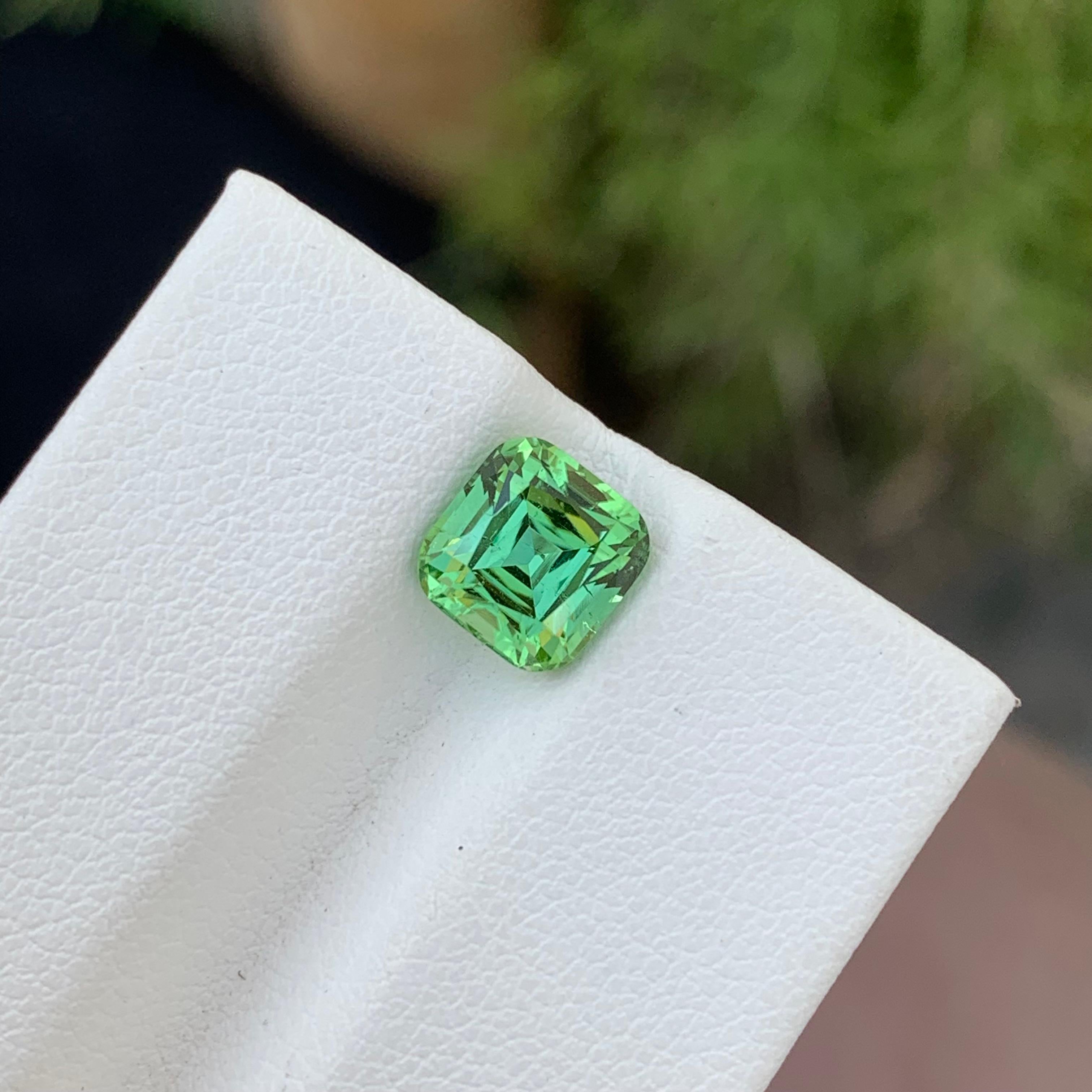 Cushion Cut 2.15 Carat Natural Loose Green Tourmaline Cushion Shape Gem For Jewellery Making For Sale