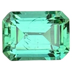 2.15 Carat Natural Loose Mint Green Tourmaline Emerald Cut Afghan Gemstone