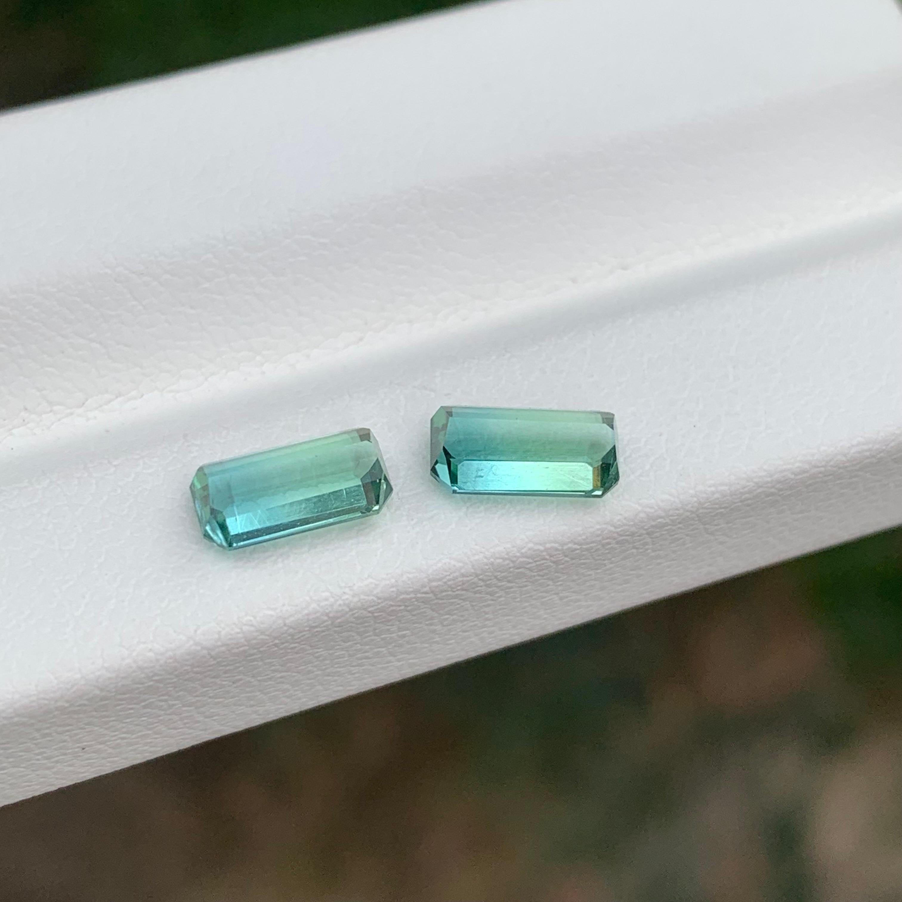 2.15 Carat Natural Loose Parti Colour Tourmaline Pair Emerald Shape Gemstone In New Condition For Sale In Peshawar, PK