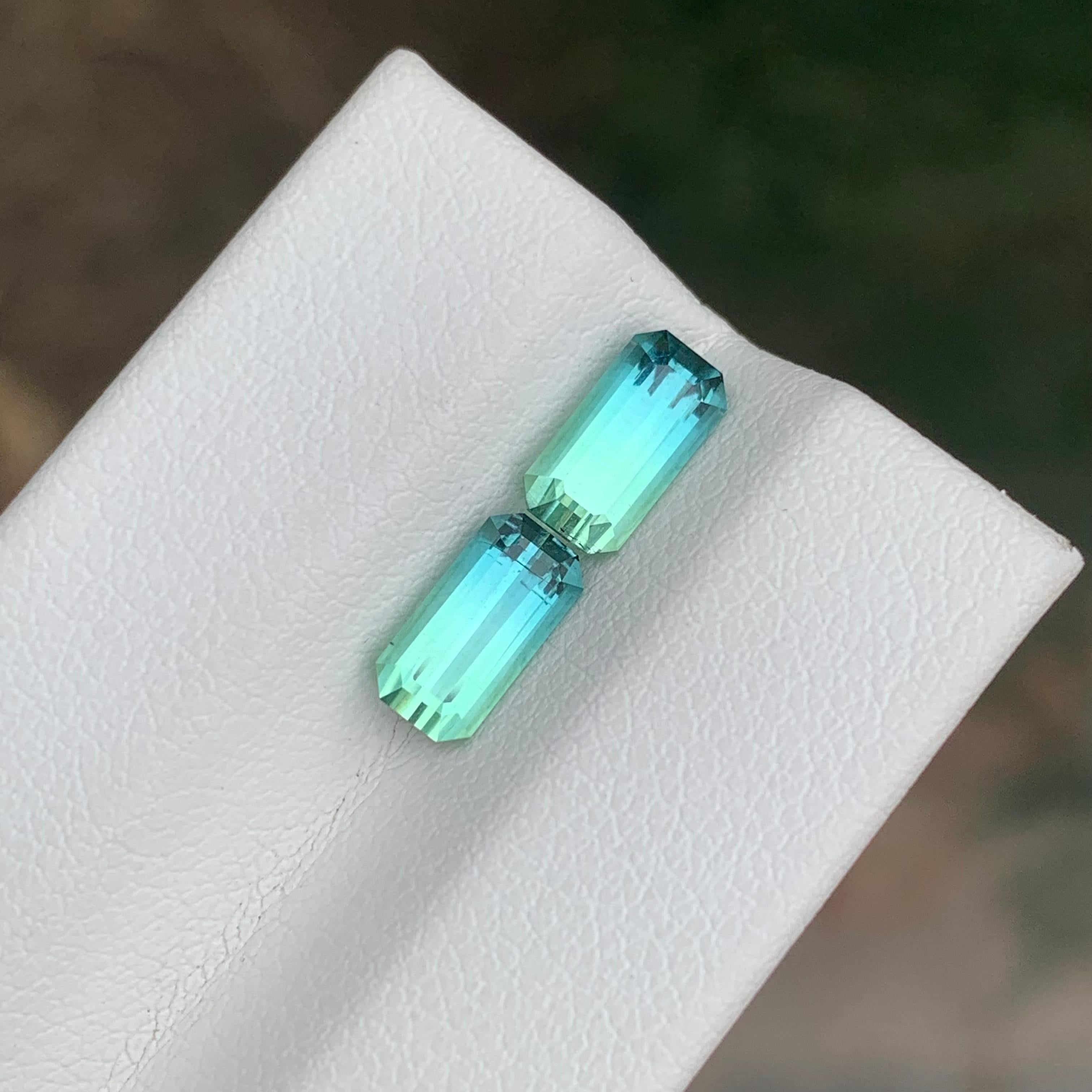 2.15 Carat Natural Loose Parti Colour Tourmaline Pair Emerald Shape Gemstone For Sale 1