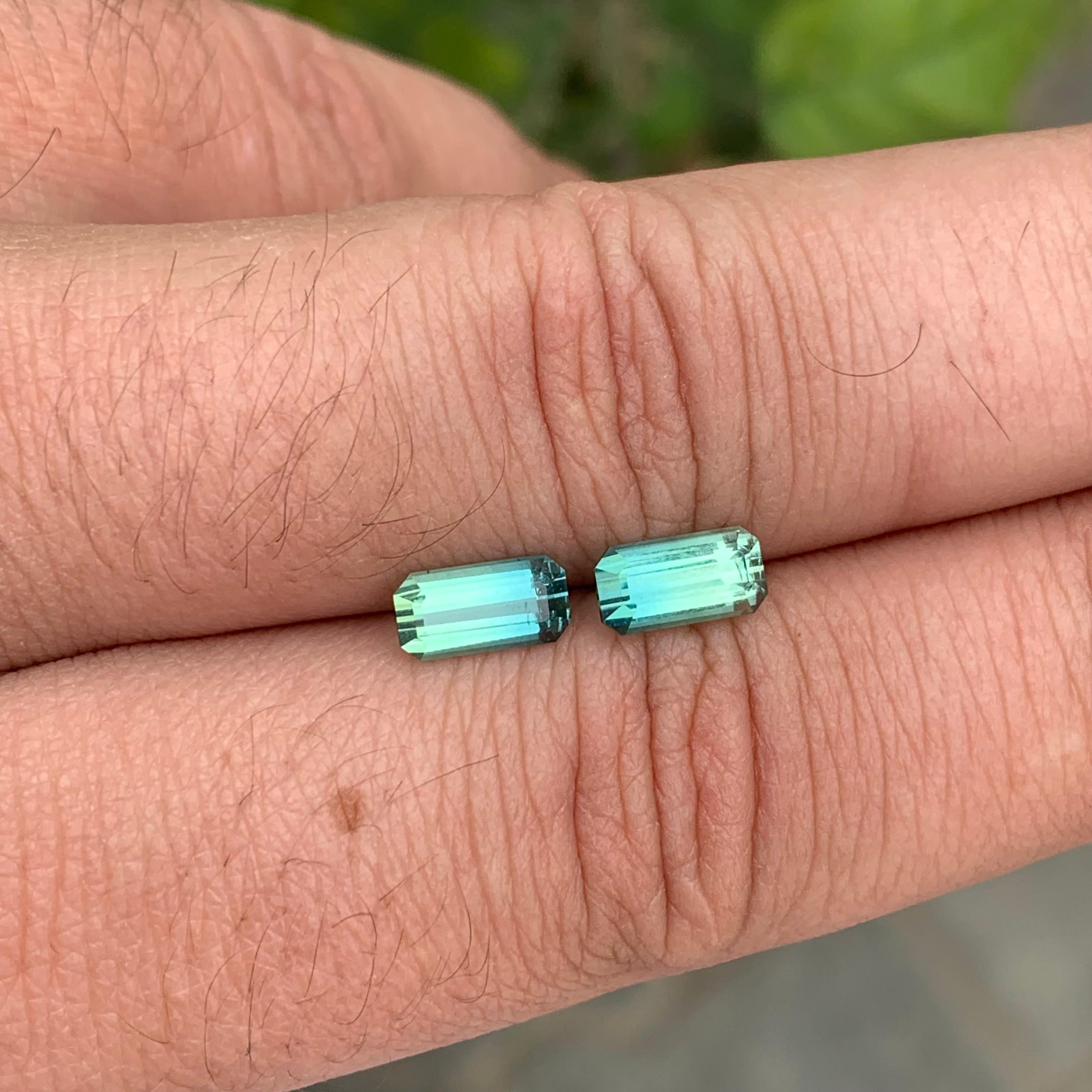 2.15 Carat Natural Loose Parti Colour Tourmaline Pair Emerald Shape Gemstone For Sale 3