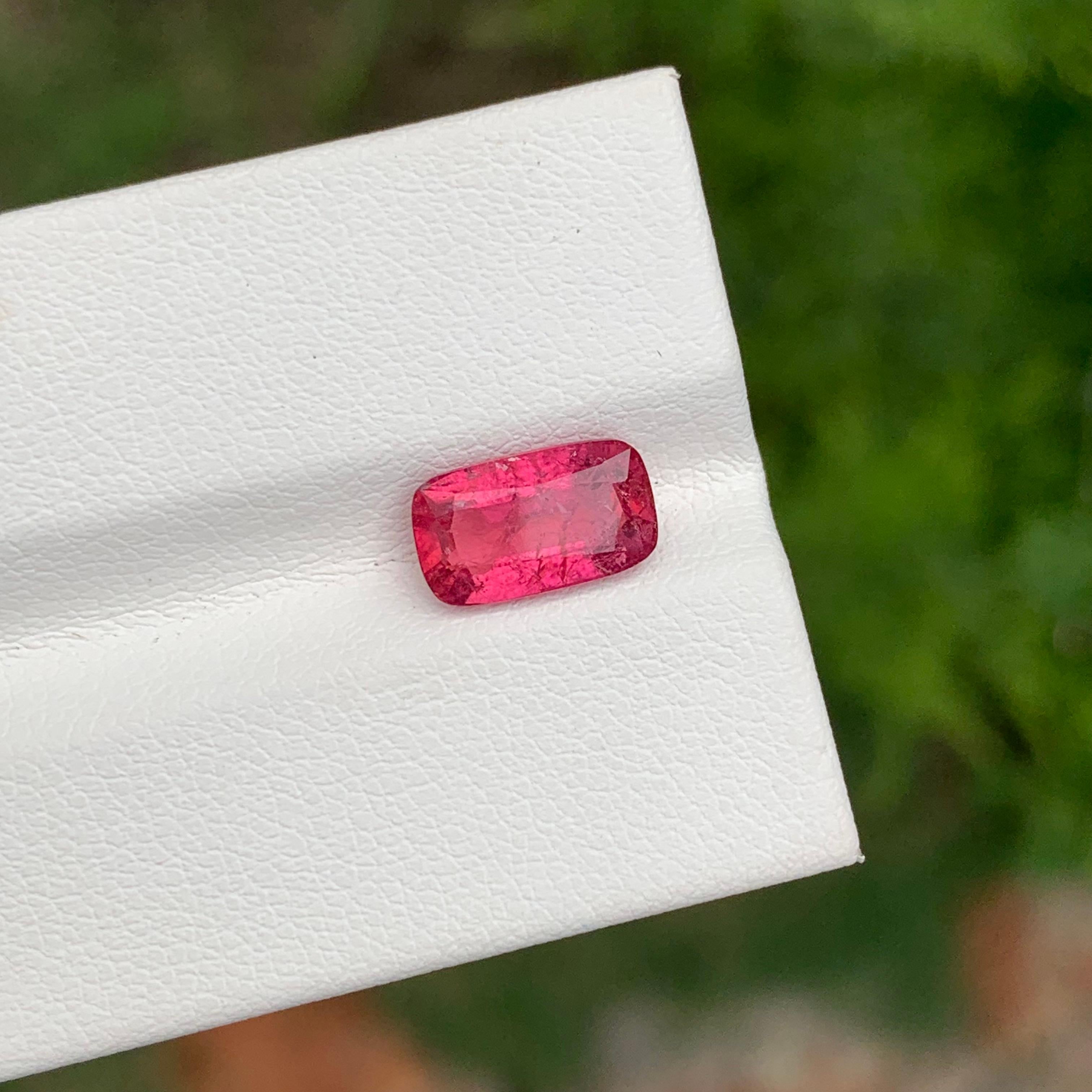 Arts and Crafts 2.15 Carat Natural Loose Rubellite Tourmaline Long Cushion Shape Gem For Ring For Sale