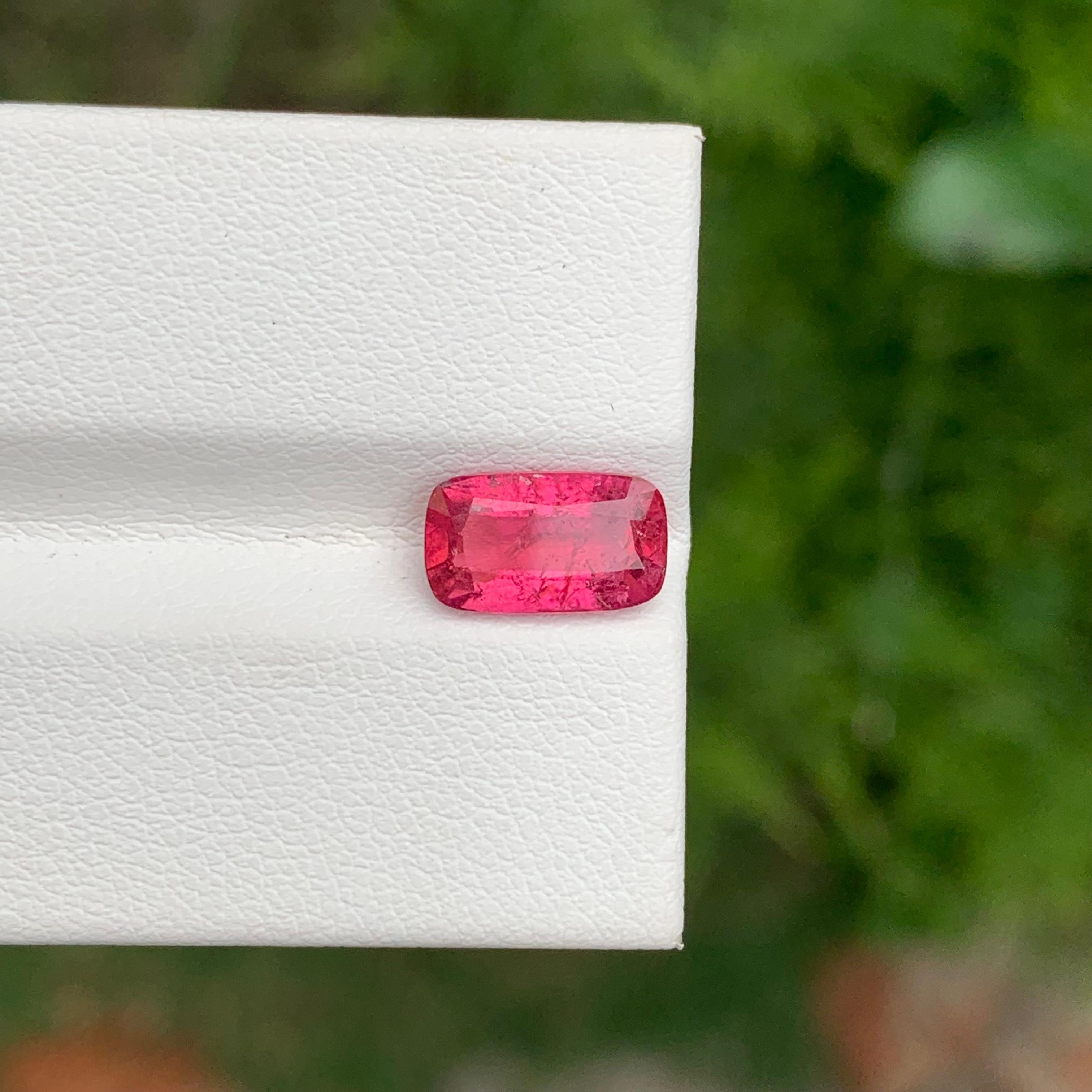 Oval Cut 2.15 Carat Natural Loose Rubellite Tourmaline Long Cushion Shape Gem For Ring For Sale