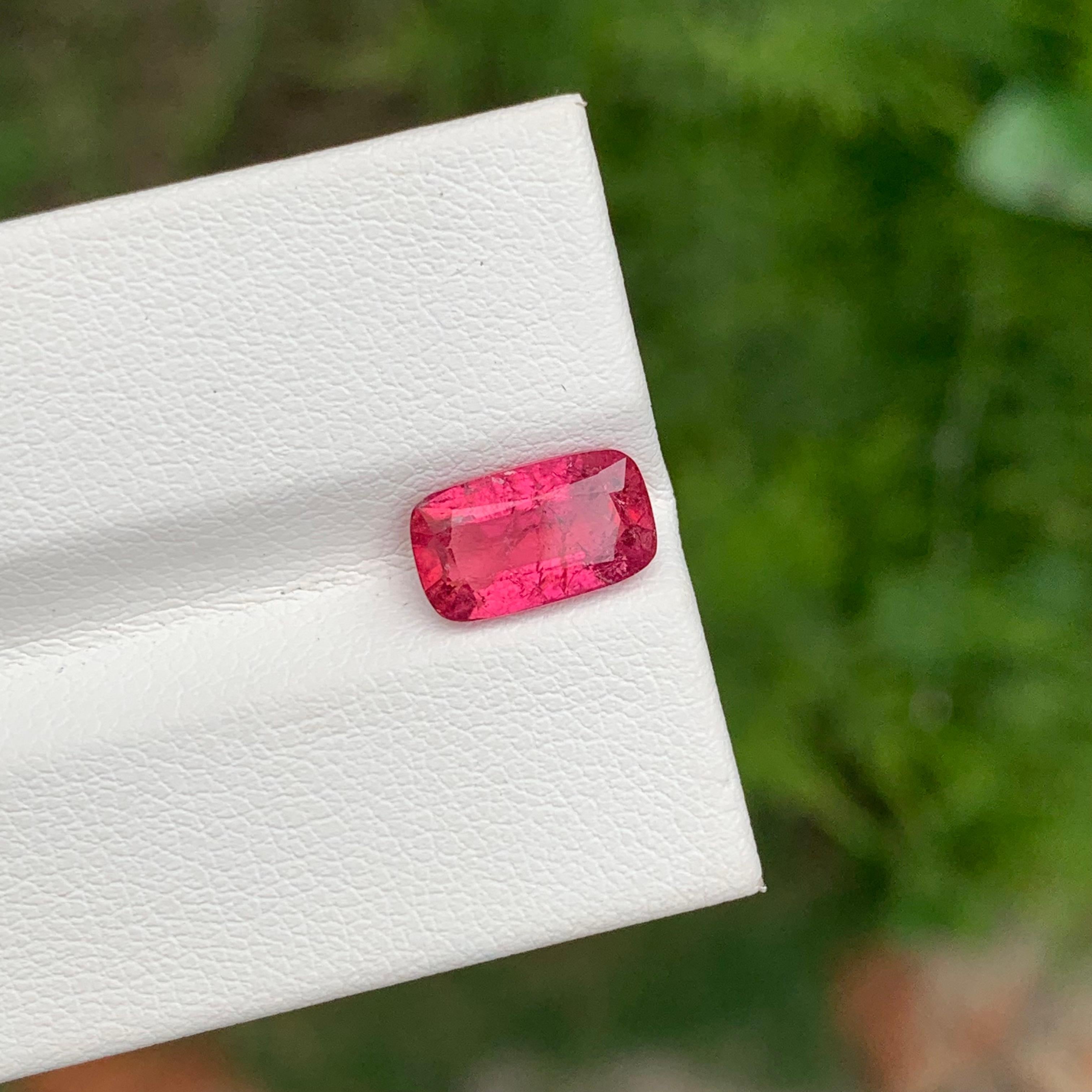 Women's or Men's 2.15 Carat Natural Loose Rubellite Tourmaline Long Cushion Shape Gem For Ring For Sale