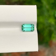 2.15 Carat Natural Mint Green Loose Tourmaline Emerald Shape Gem For Jewellery