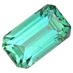 2.15 Carat Natural Mint Green Loose Tourmaline Emerald Shape Gem For Jewellery