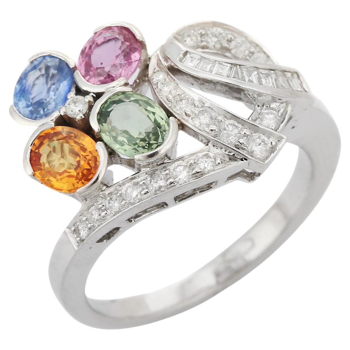 2.15 Carat Sapphire Diamond Platinum Ring For Sale at 1stDibs