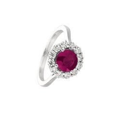 2.15 Carat Natural Ruby and Diamond Ring 14 Karat White Gold