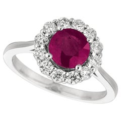 2.15 Carat Natural Ruby and Diamond Ring 14 Karat White Gold