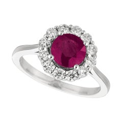 Bague en or blanc 14 carats avec rubis naturel de 2,15 carats et diamants