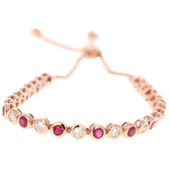 2.15 Carat Natural Ruby Diamond 14 Karat Rose Gold Flexible Bracelet