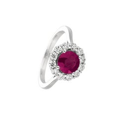 2.15 Carat Natural Ruby and Diamond Ring 14 Karat White Gold